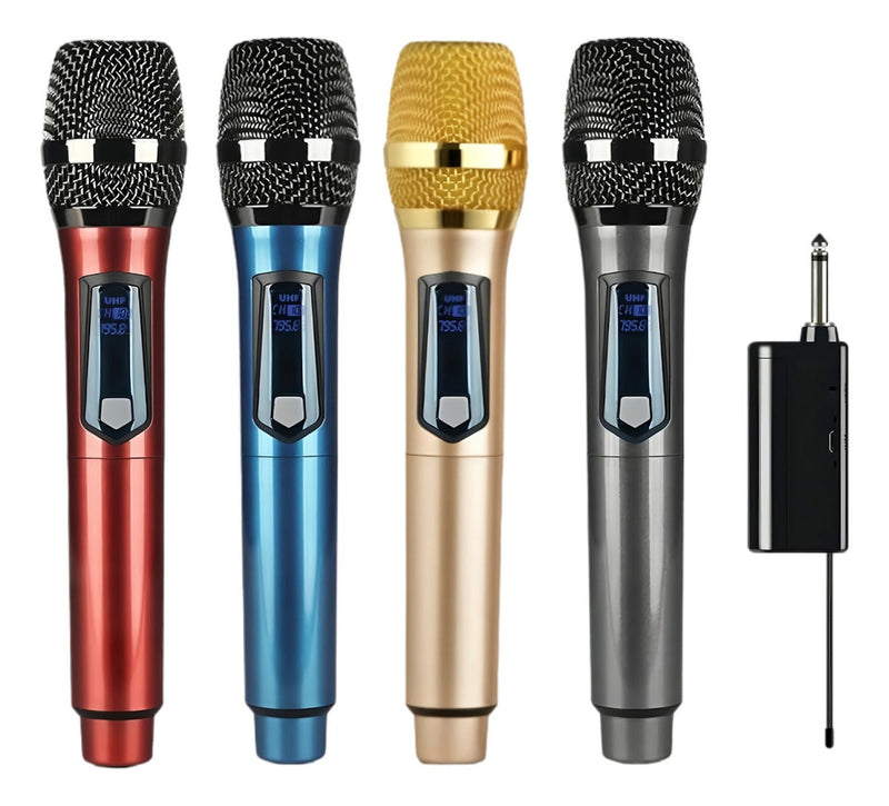 Kit 2 Microfones Sem Fio Profissional Uhf Led Com Receptor - Imagem 1