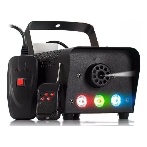 Maquina De Fumaça 600w 3 Leds Rgb Com Controle Cor Preto - Imagem 1