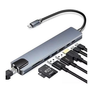 Hub Dockstation Thunderbolt USB-C 8 em 1 HDMI RJ45