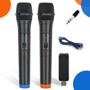 Microfone Sem Fio Duplo Profissional Karaoke Igreja Palestra Cor Preto - Imagem 1