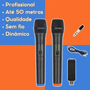 Microfone Sem Fio Duplo Profissional Karaoke Igreja Palestra Cor Preto - Imagem 6