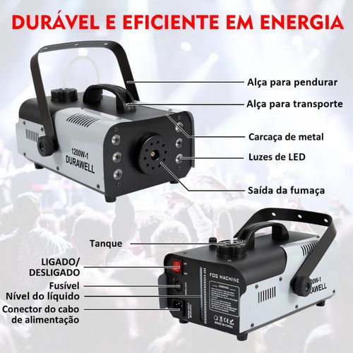 Máquina de Fumaça XZhang Durawell XH-1200W-1 Iluminação RGB Controle Sem Fio - Imagem 3