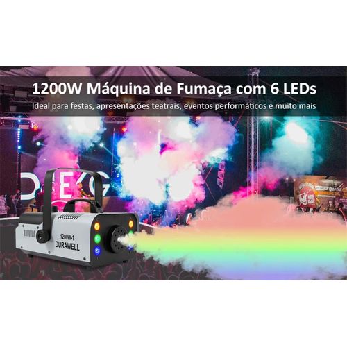 Máquina de Fumaça XZhang Durawell XH-1200W-1 Iluminação RGB Controle Sem Fio - Imagem 7