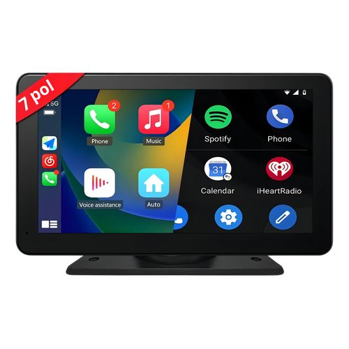 Multimídia Universal Carplay Android Auto Tela Portátil 7pol Cor Preto - Imagem 1
